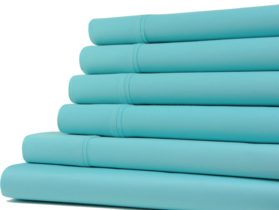 Kathy Ireland Home 1200 Thread Count 6 Piece Sheet Sets, 6 Colors, Aqua, Full
