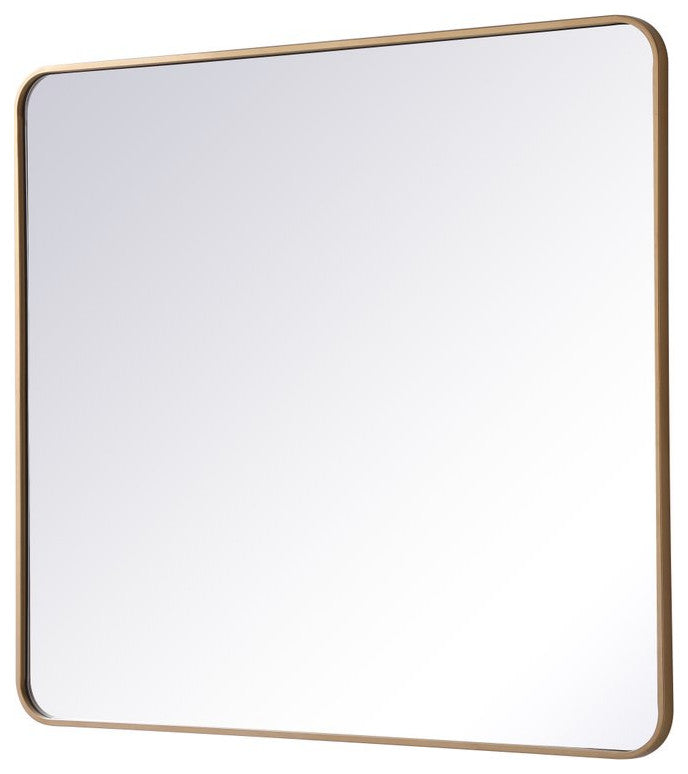 Ellis Soft Corner Metal Rectangular Mirror, Brass, 36"x40"