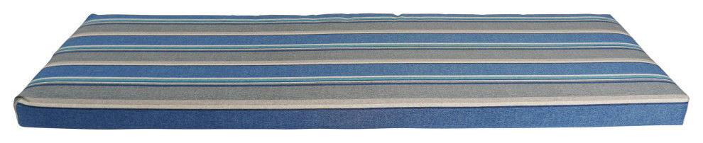 63"X19" Patterned Outdoor Spun Polyester Bench Cushion, Sovaro Denim