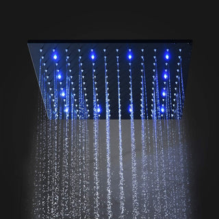 Fontana 24" Thermostatic LED Rainfall Shower System, Handheld Shower-Matte Black