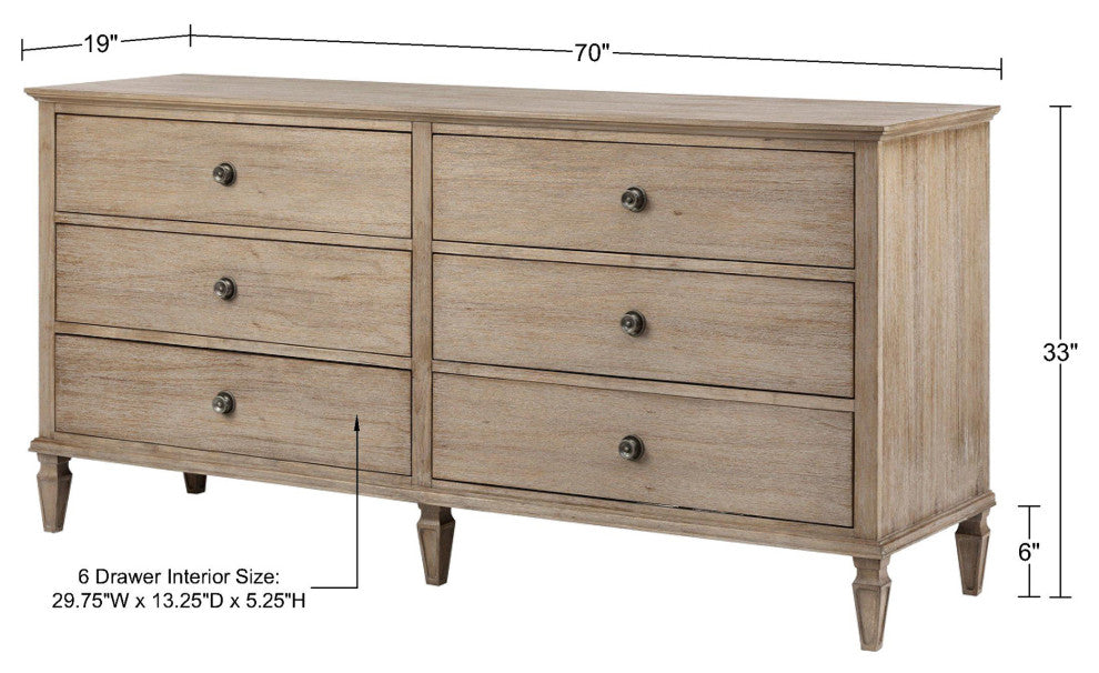 Madison Park Signature Victoria Nightstand, 6-Drawer Dresser