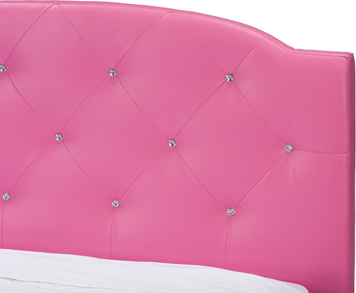 Canterbury Faux Leather Queen Size Platform Bed, Pink