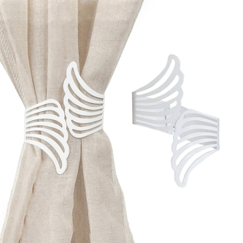 Metal Wings Curtain Tieback "“ Elegant and Durable Design, White, Pack of 1