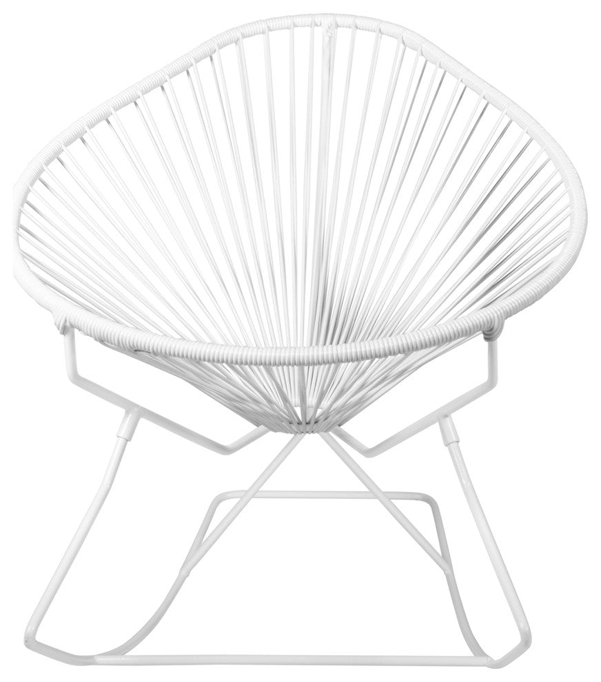 Acapulco Indoor/Outdoor Handmade Rocker, White Weave, White Frame