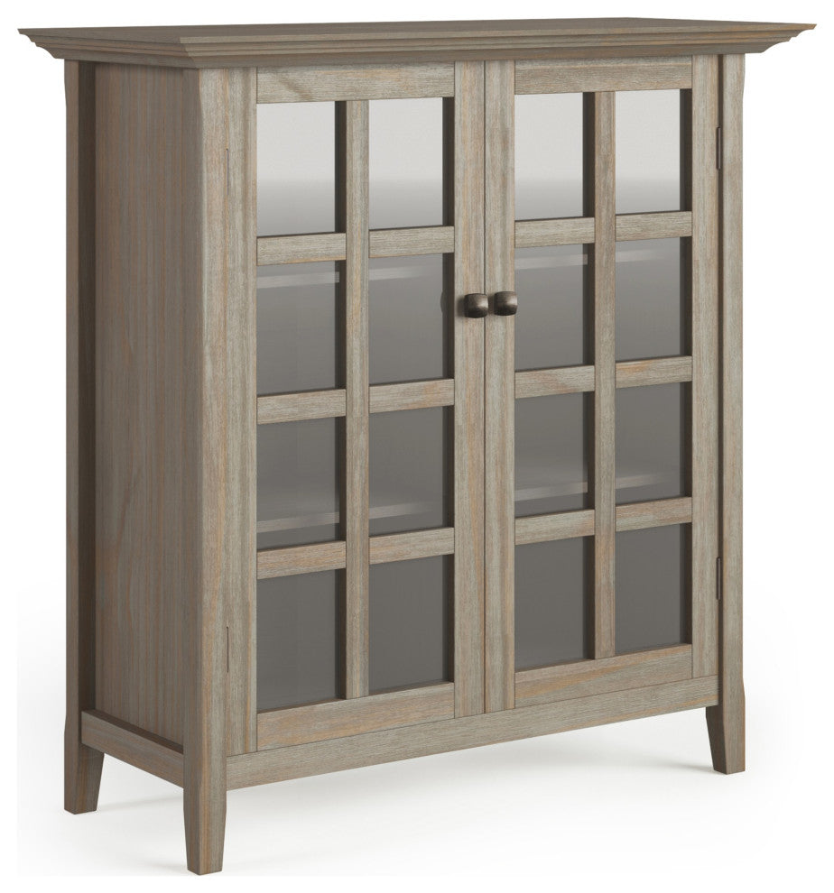 Acadian Solid Wood 39 Inch Wide Medium Storage Cabinet In Distressed Grey