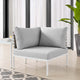 Sofa Corner Chair, Sunbrella, Aluminum, Metal, Gray, Modern, Outdoor Patio