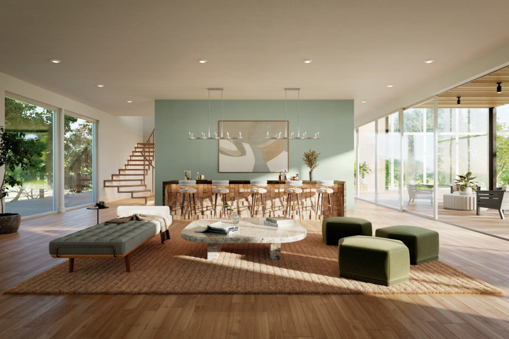 Kichler Erzo 50" 10 Light Linear Chandelier, Satin Nickel, 52614SN