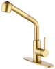 Pull Out Touch Single Handle Kitchen Faucet with Deck Plate, Brushed Gold