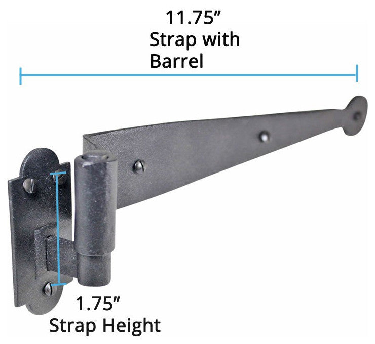 Black Wrought Iron Pintle Hinge Strap Shutter Hinge Offset Pack of 40