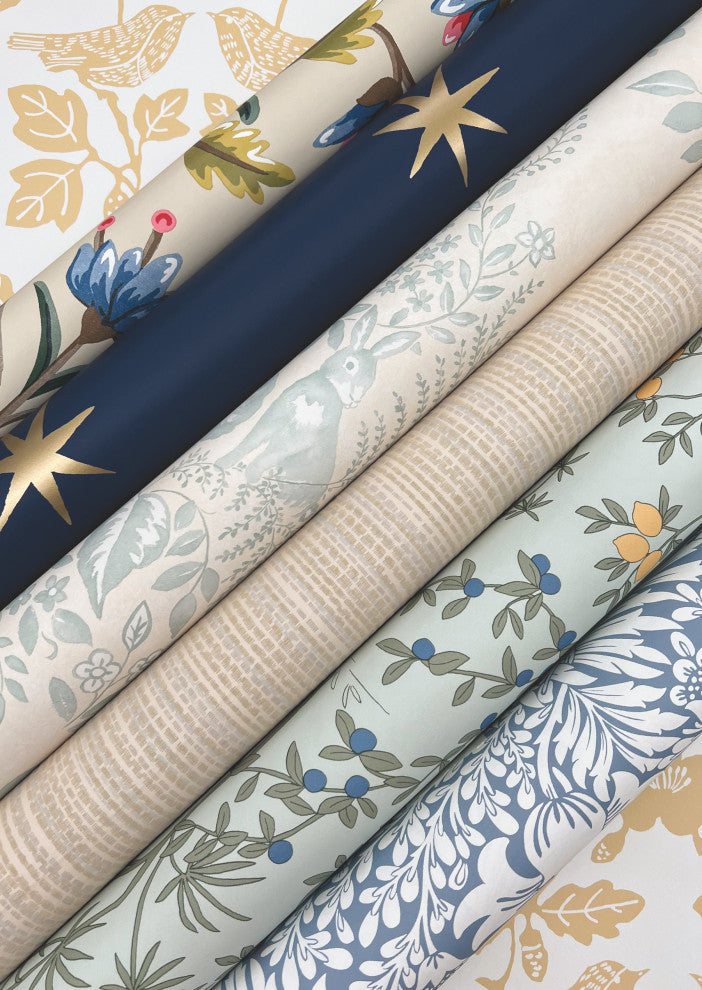 Wedgewood Blue Modern Acanthus Peel & Stick Wallpaper