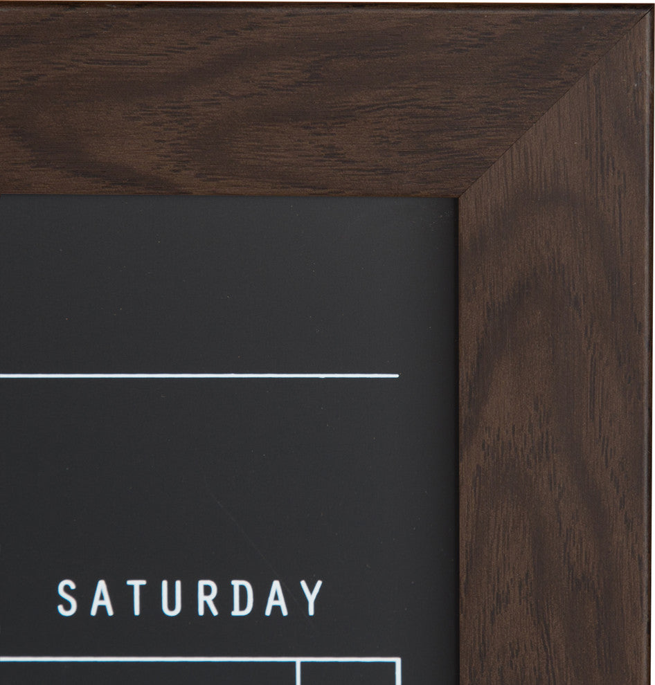 DesignOvation Beatrice Framed Magnetic Chalkboard Monthly Calendar, Walnut Brown