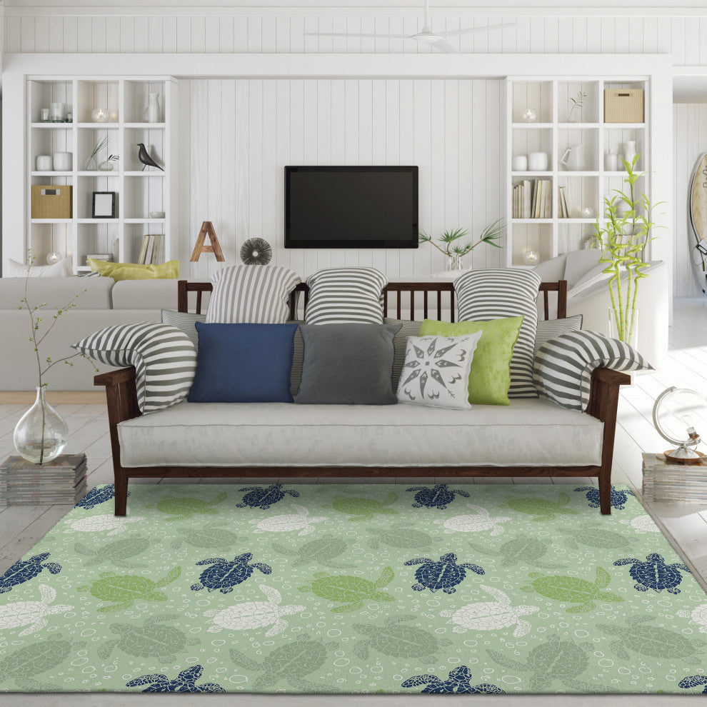 Indoor/Outdoor Seabreeze SZ13 Aloe Machine Washable 9' x 12' Rug