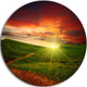 Majestic Sunset And Path In Meadow, Landscape Round Metal Wall Art, 23"