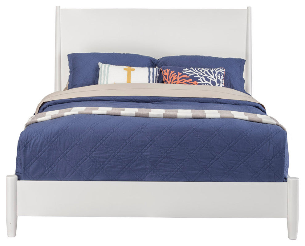 Flynn Mid Century Modern California King Panel Bed, White