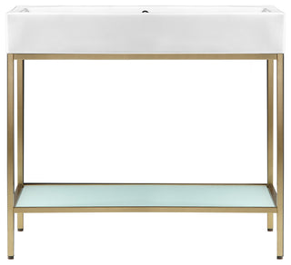 Pierre 40" Single, Freestanding, Open Shelf, Metal Frame Vanity, Gold