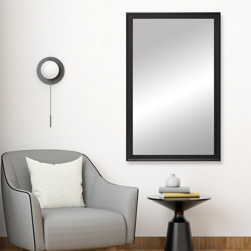 Kendall Framed Wall Mirror, Black, 20"x48"