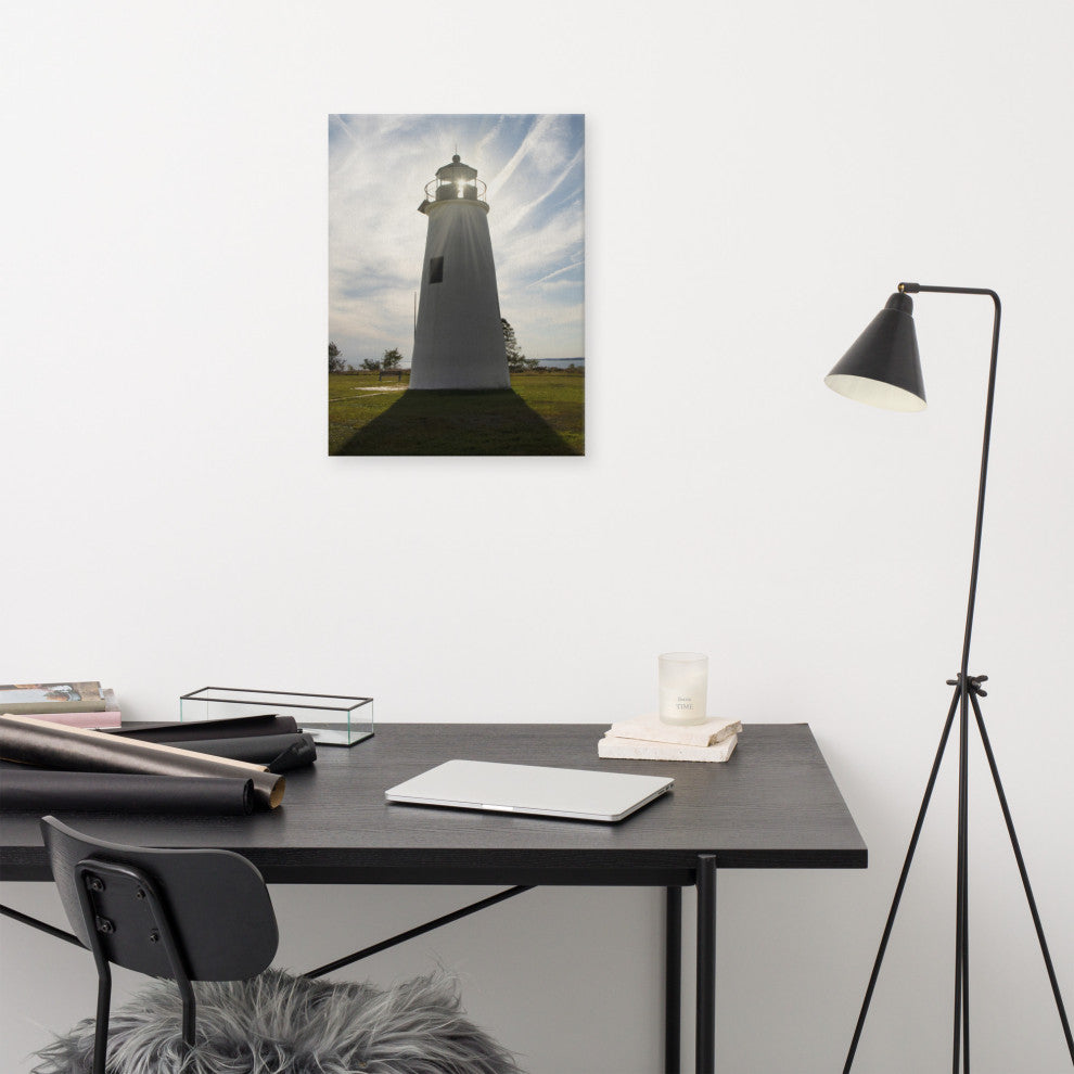 Turkey Point Lighthouse with Sun Flare Coastal Canvas Prints, 18" X 24"