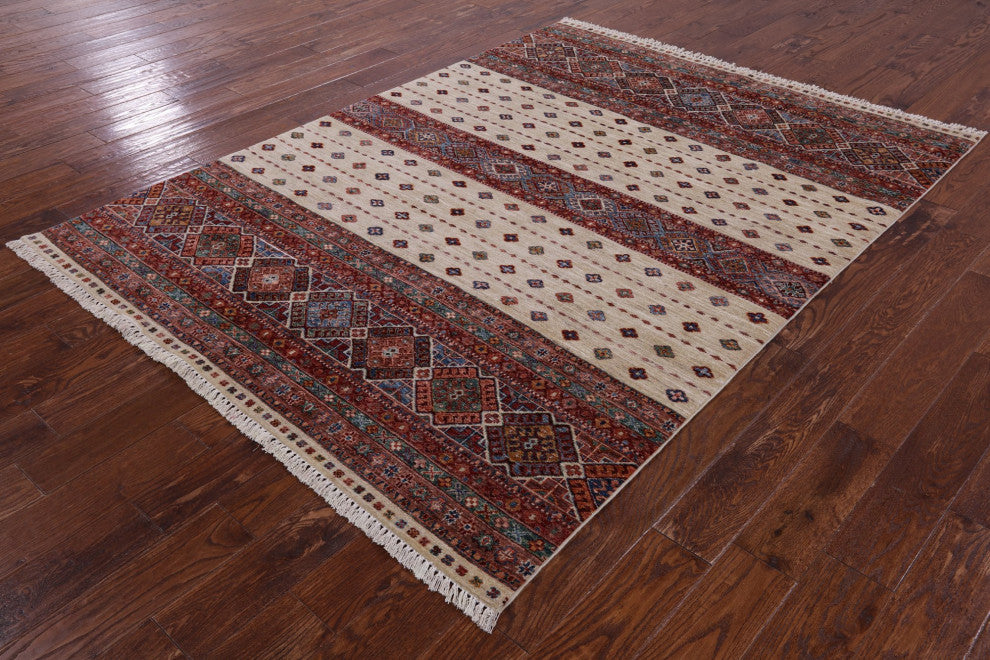 Hand Knotted Khorjin Super Kazak Rug 5' 8" X 7' 8" Q10453