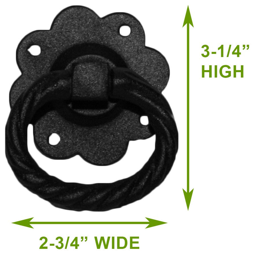 Renovators Supply Door Lock Latch 6 in Black Wrought Iron Floral Ring Gate Latch
