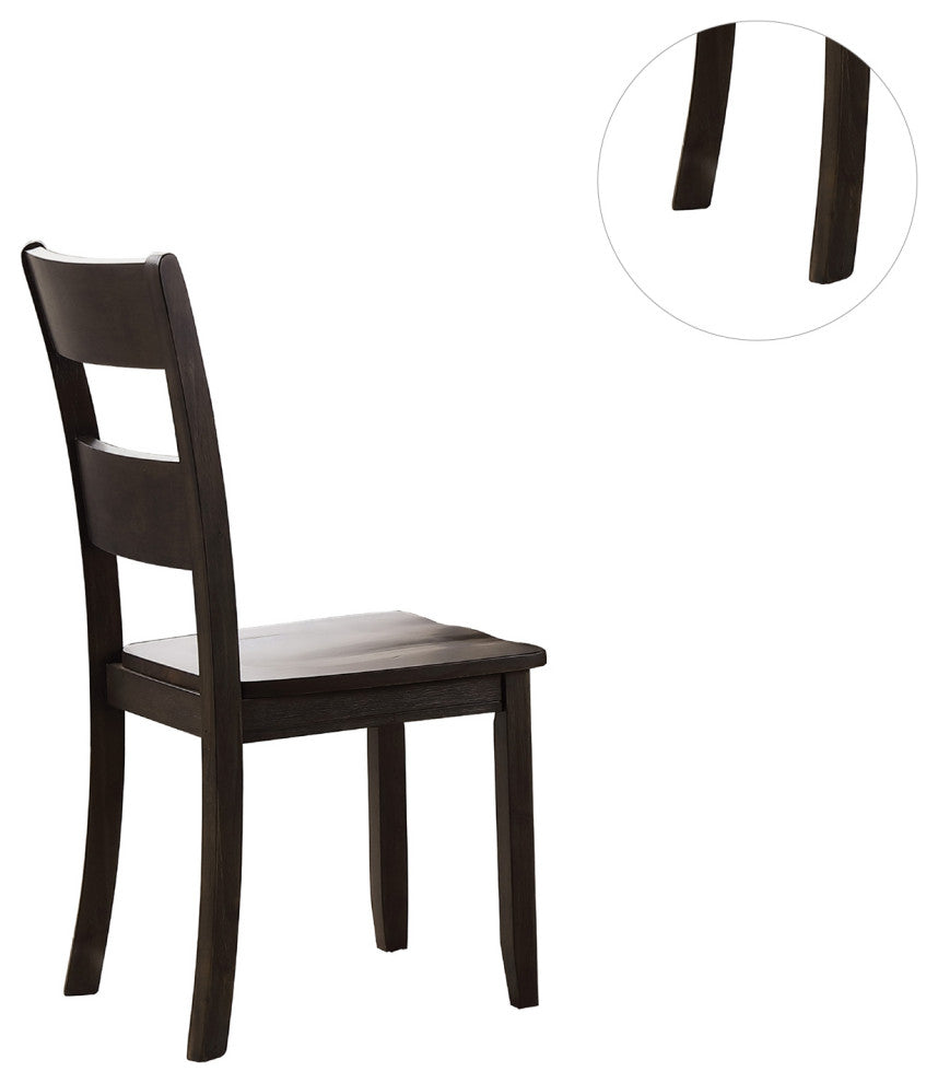 Set of 2 Wood Side Chair, Distressed Walnut Finish