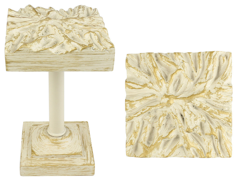Root Medallion Drapery Holdback, Gilded French White