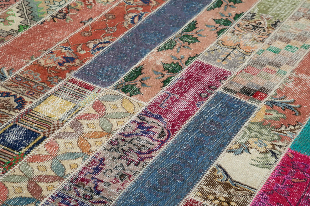 Rug N Carpet - Handmade Oriental 6' 8" x 10' 0" Faded Patchwork Area Rug