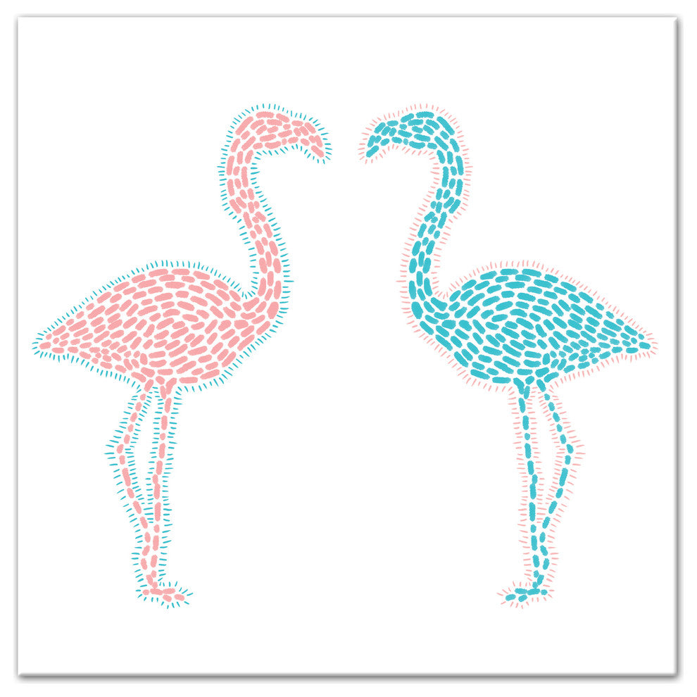 Pink and Blue Flamingos 20x20 Canvas Wall Art