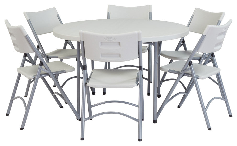 NPS 48" Heavy Duty Round Folding Table, Speckled Grey