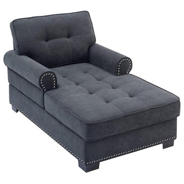 Alexent Calma Modern Linen Fabric Indoor Chaise Lounge in Gray