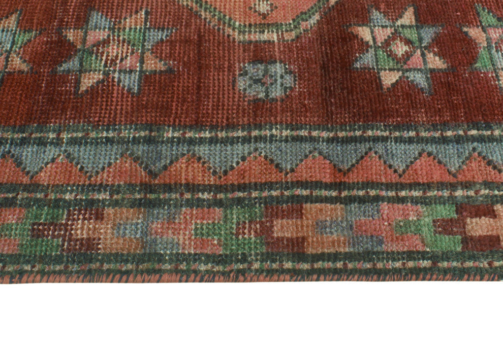 Vintage Distressed Husniye Burgundy/Rust Runner, 4'3 x 9'0
