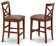 X-Back Stool With Fabric Seat, Dark Brown Finish Set of 2