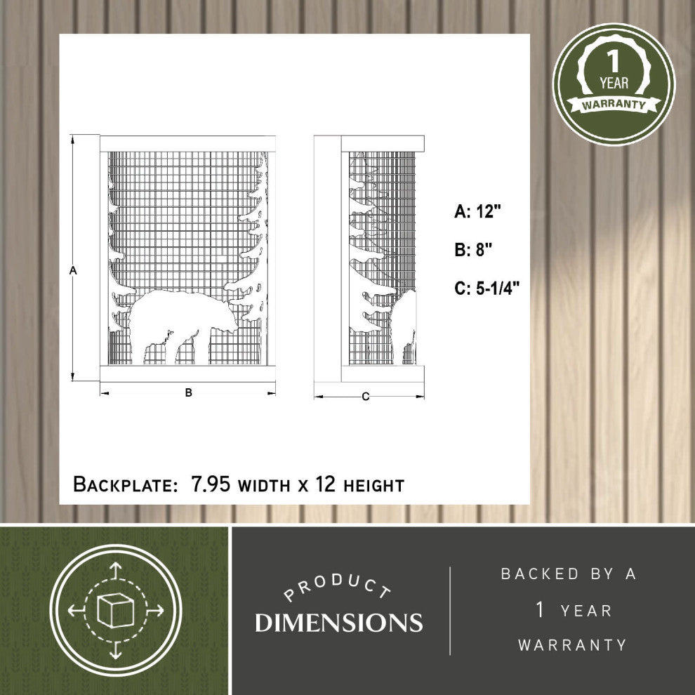 Kodiak 8" Wall Light Black and Burnished Teak