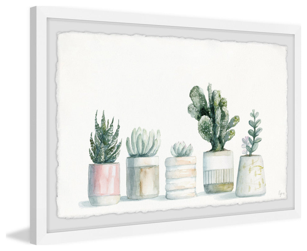 "Frosty Succulents" Framed Painting Print, 18x12