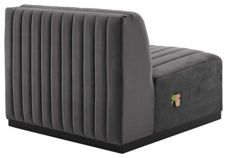 Conjure Channel Tufted Performance Velvet 4-Piece Sofa, Black Gray