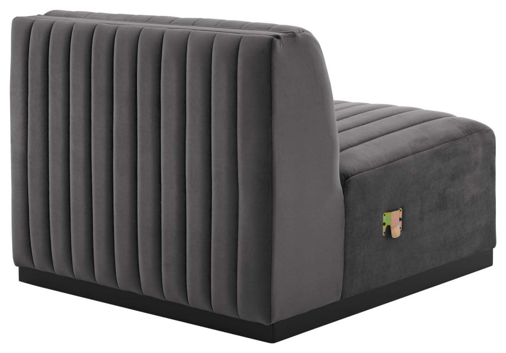 Conjure Channel Tufted Performance Velvet 4-Piece Sofa, Black Gray