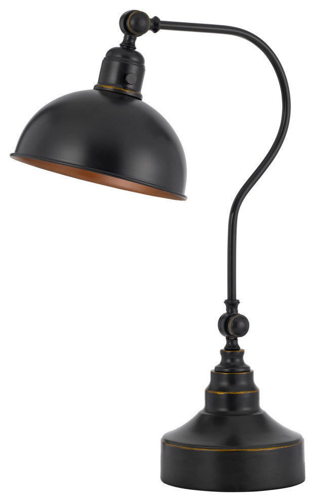 Benzara BM272206 25" Metal Curved Desk Lamp, Adjustable Shade, Bronze Black