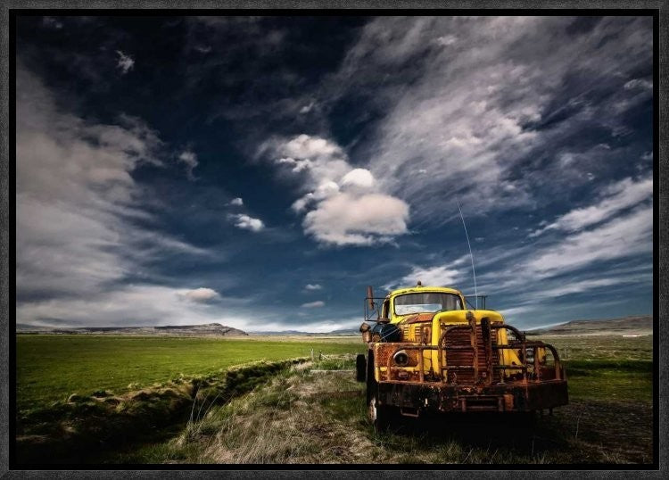 "Yellow Truck" Framed Canvas Giclee by Thorsteinn H. Ingibergsson, 17x12"