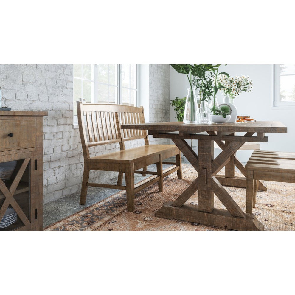 Carlyle Crossing Modern Rustic Solid Wood Slatback Dining Bench