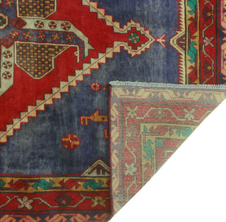 Fine Vintage Distressed Caroline Red/Navy Runner, 4'10x10'2