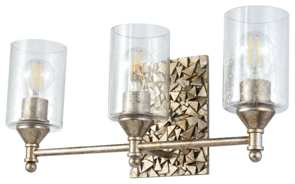 Mosaic 3-Light Bath Vanity Light, Antique Silver
