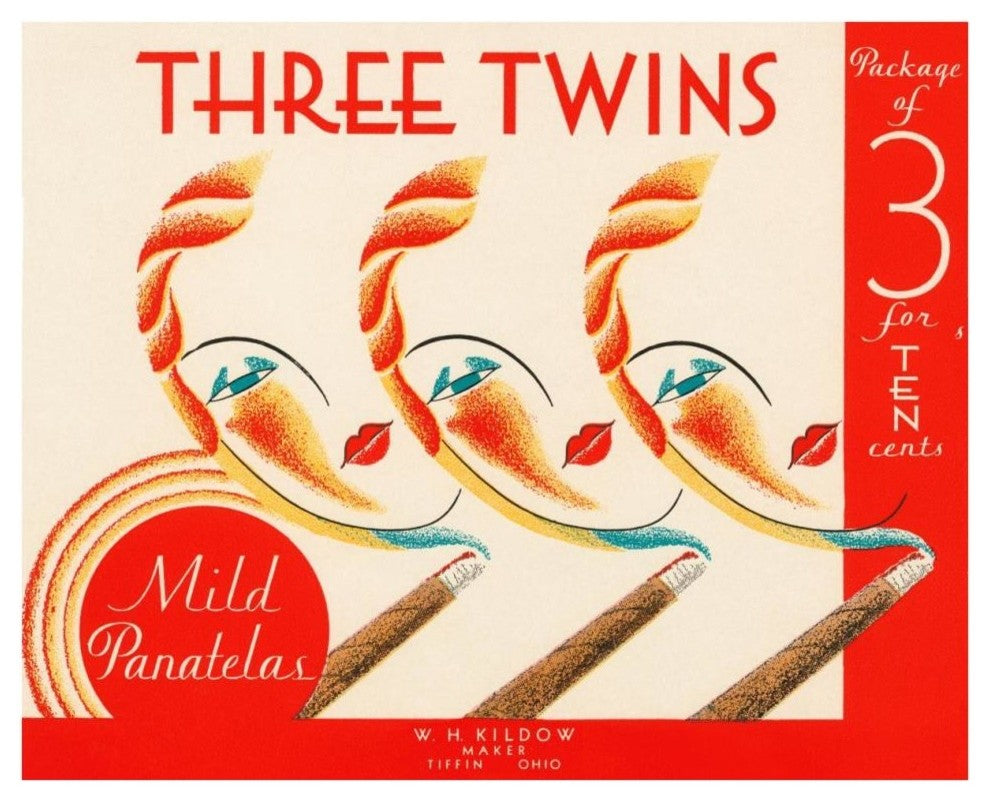 "Three Twins Mild Panatelas" Digital Paper Print by Retrolabel, 38"x31"