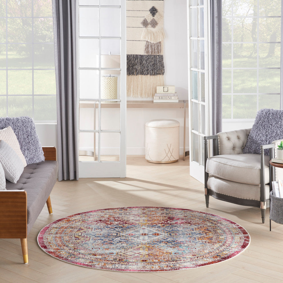 Nourison Vintage Kashan 6' x Round Multicolor Vintage Indoor Area Rug