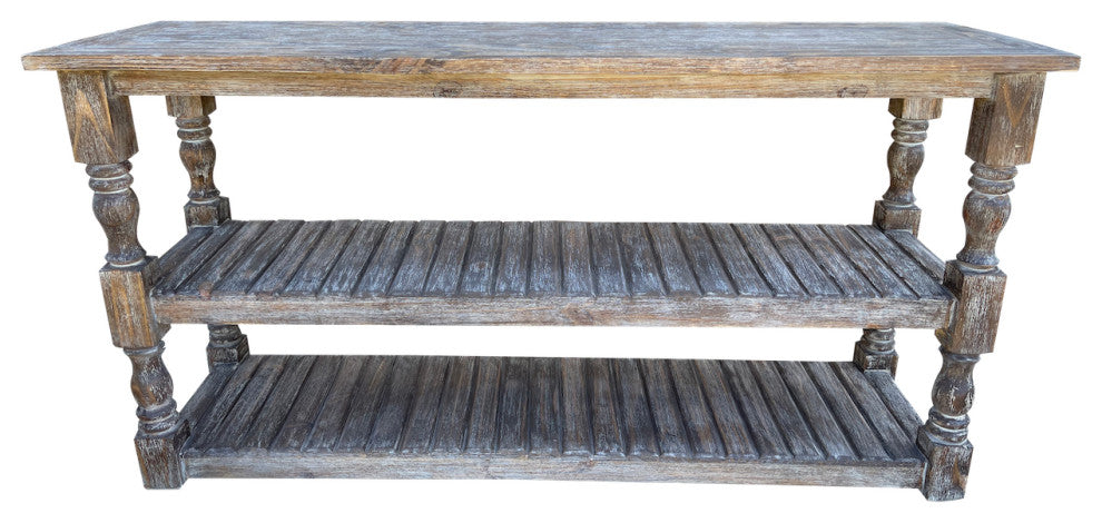 Traditional Planked Sofa Table, Brown