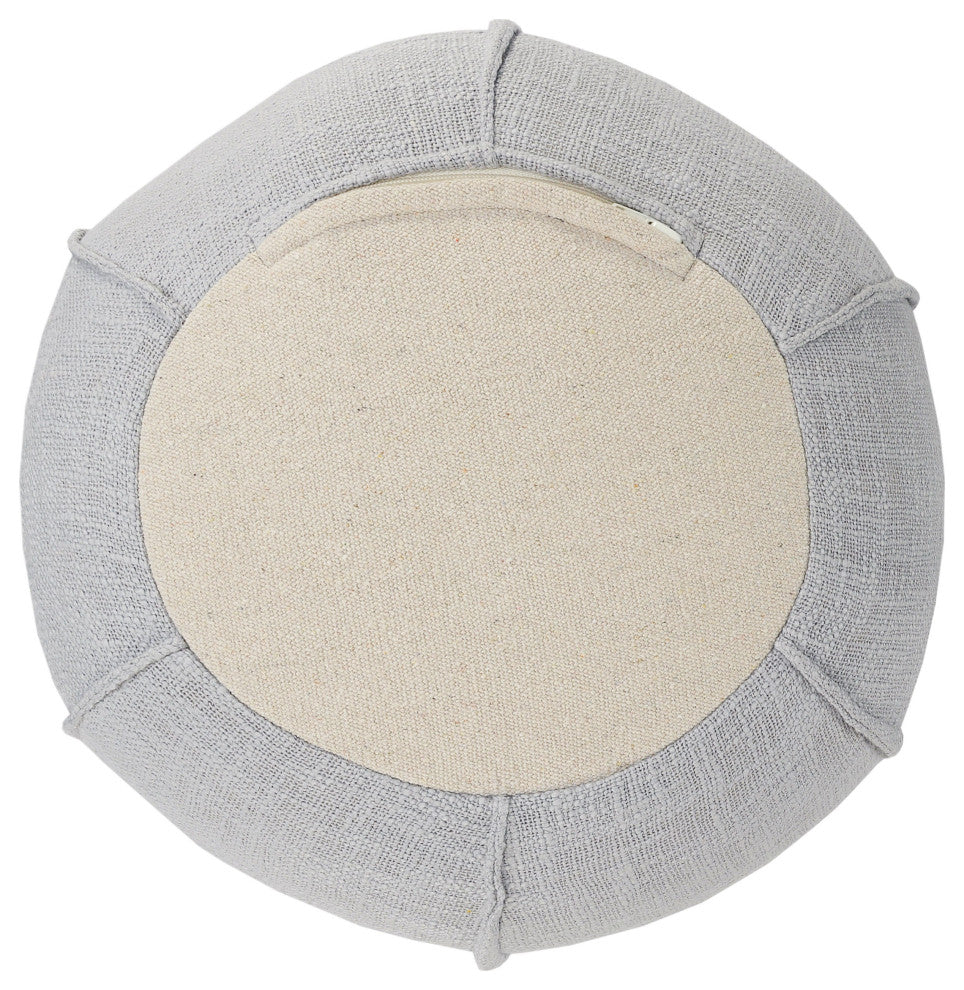 Handcrafted Solid Gray Pleated Pouf