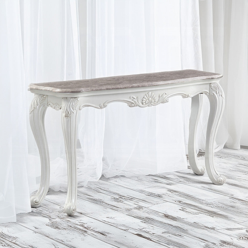 Ciddrenar Sofa Table, Marble Top and White