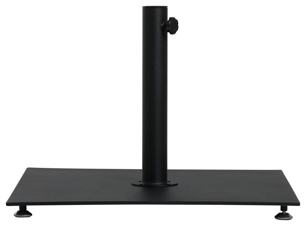 Fiji Patio Umbrella and Base, White, Matte Black Pole, Matte Black Belize Base