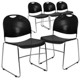 Hercules 880 lb. Capacity Ultra Compact Stack Chairs, Black Chrome, Set of 5