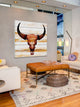 "Burnt Orange Skull" Print on White Wood, 40"x40"