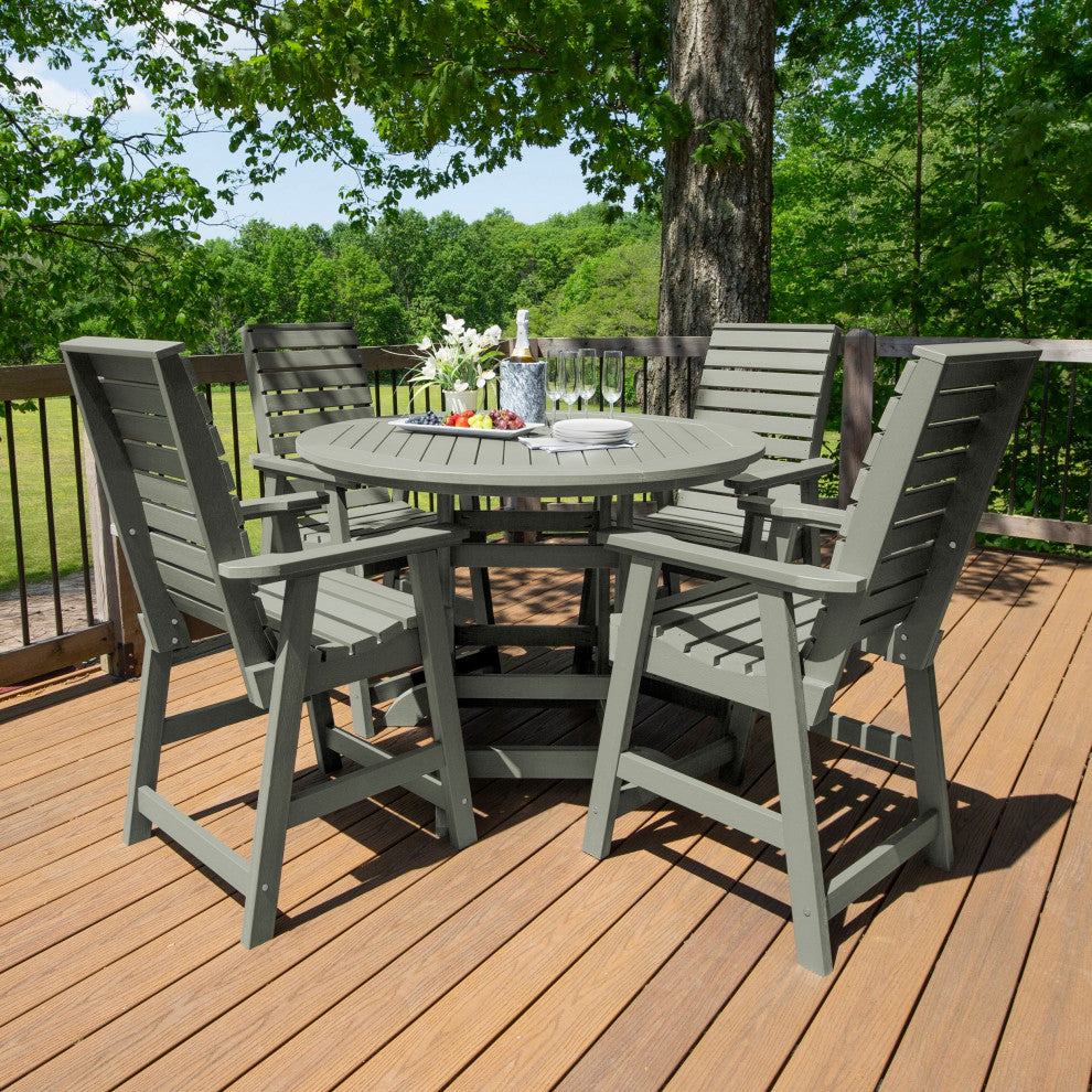 Weatherly 5-Piece Round Dining Set, Eucalyptus