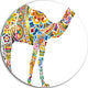 Cheerful Floral Camel, Digital Art Large Disc Metal Wall Art, 23"
